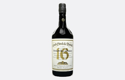 Lock Stock and Barrel 16 Year Rye whiskey bottle