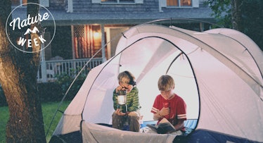 Two boys during their backyard camping