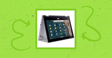 prime day laptop deal featured against a green background