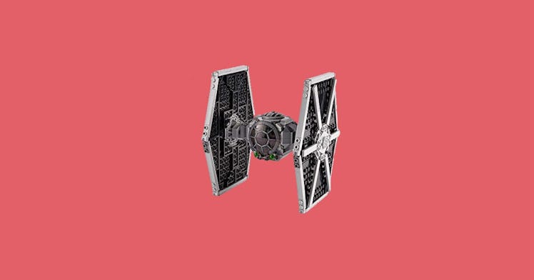 The LEGO Star Wars: Imperial TIE Fighter 75300 Building Kit with a red background