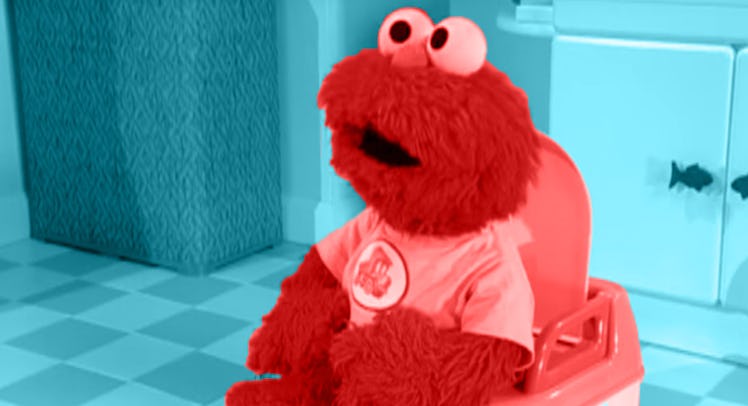 Elmo sits on the potty for a potty training song