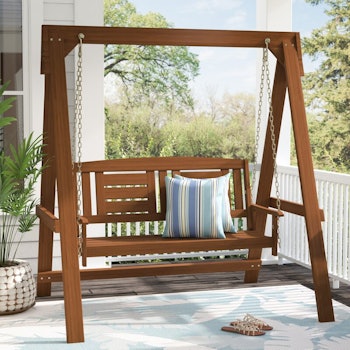 Fina Hardwood Hanging Porch Swing by Millwood Pines