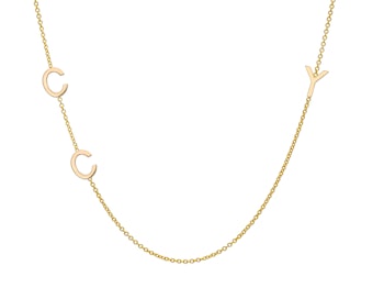 14k Gold Asymmetrical Multiple Initials Necklace by Zoe Lev