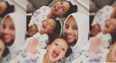 A selfie of Steph Curry with his wife and his two daughters who he is raising to be empowered 