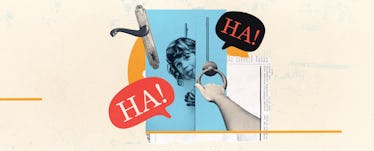 Knock knock jokes photo collage of a child peeking in through a door for knock knock jokes