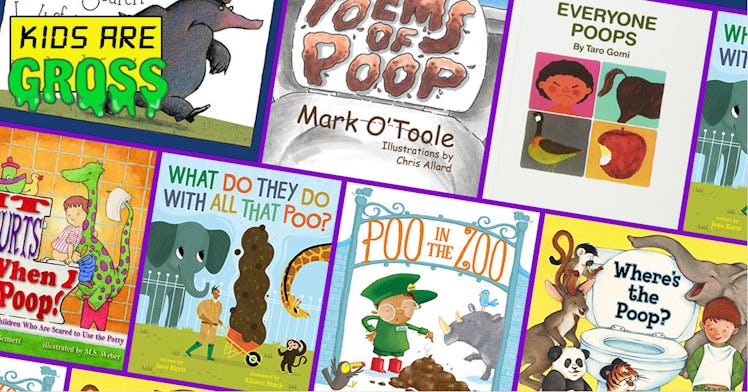 A collage of the best children's books about pooping