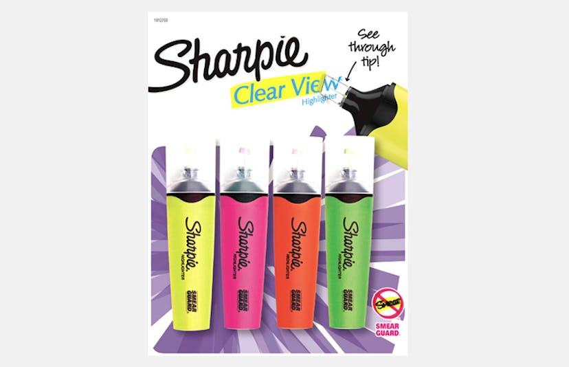 The four-pack of Sharpie Clear View markers in different colors