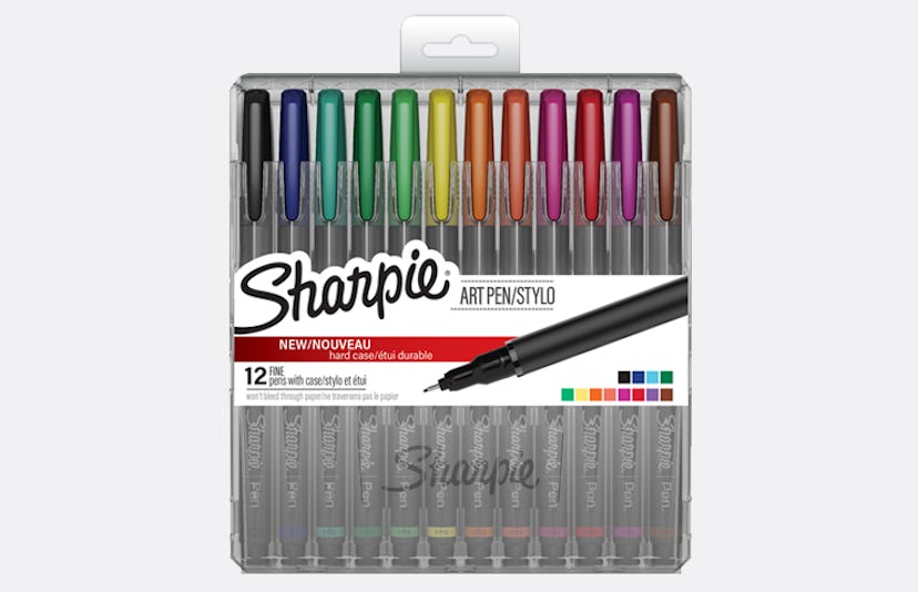 A 12-pack of the Sharpie Art Pens in multiple colors