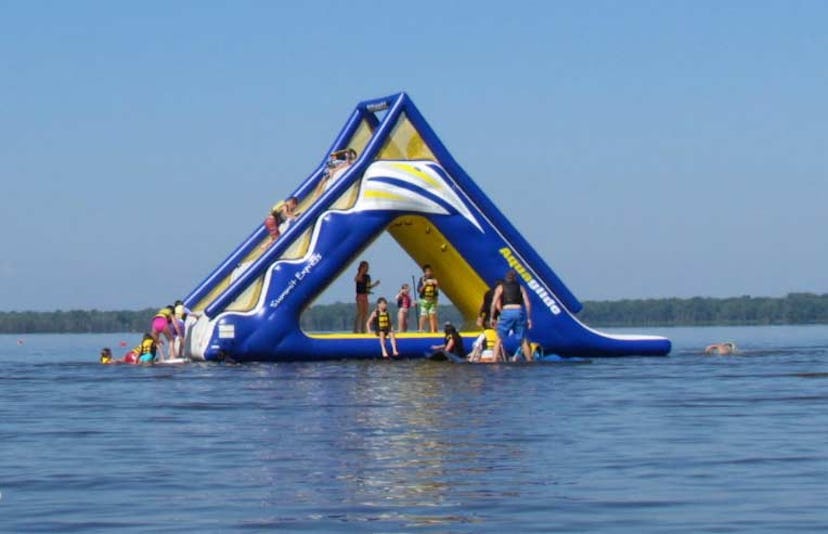 An inflatable water slide at the Tyler Place Family Resort