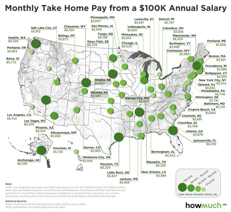Map Shows How Much You Take Home From 100k Slary Under New Tax Bill