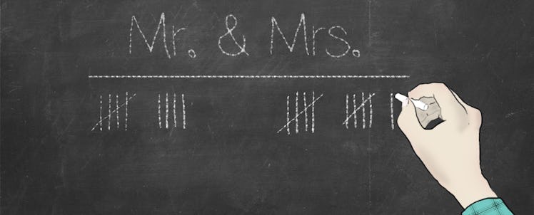 Mr. & Mrs. score drawn with a chalk on a board