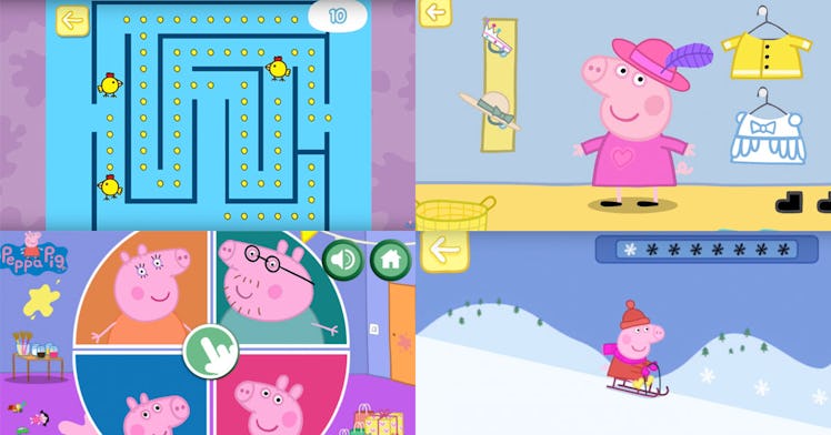 a collage of different peppa pig games