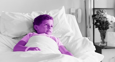 A boy with chronic illness lying down on a bed