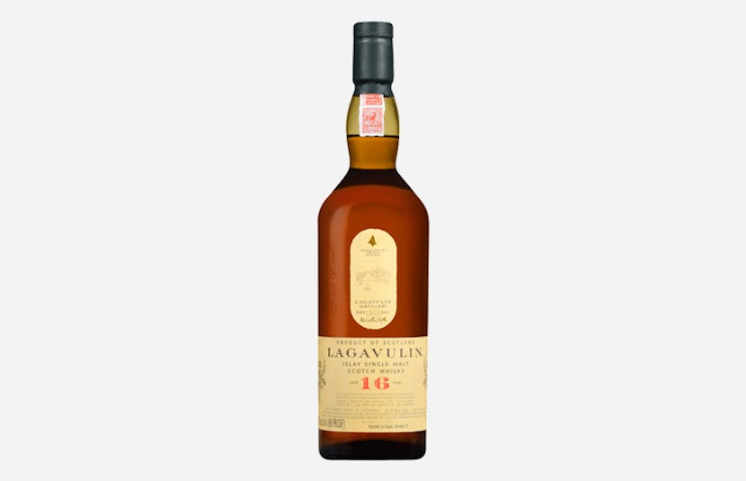 A bottle of Lagavulin 16 whisky