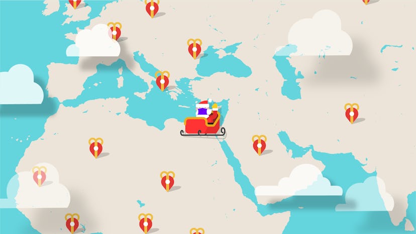 illustrated map tracking santa