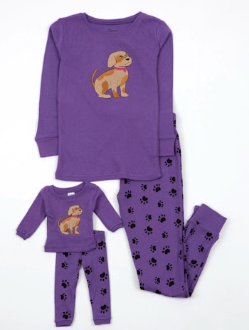 Purple Paw Print Matching Family Pajamas 