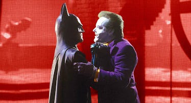 Batman holding Joker by the lapels in Tim Burton's 'Batman'