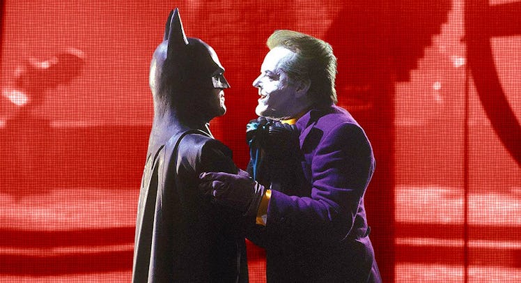 Batman holding Joker by the lapels in Tim Burton's 'Batman'