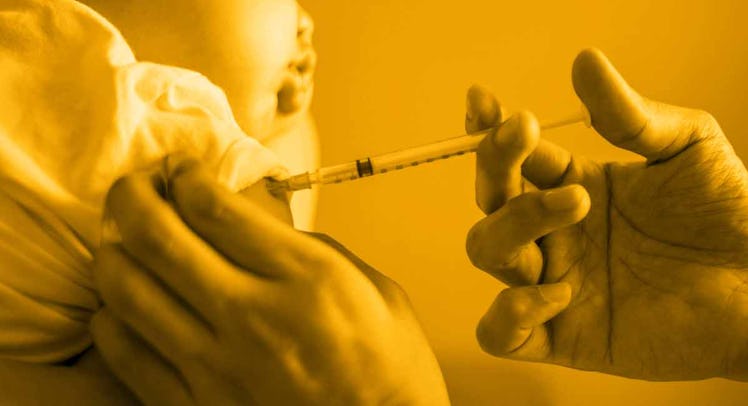 A little baby getting the Measles vaccine