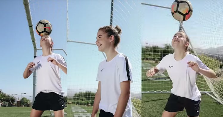 Olivia Moultrie showing her skills with a soccer ball