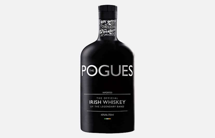 A black bottle of The Pogues Irish Whiskey