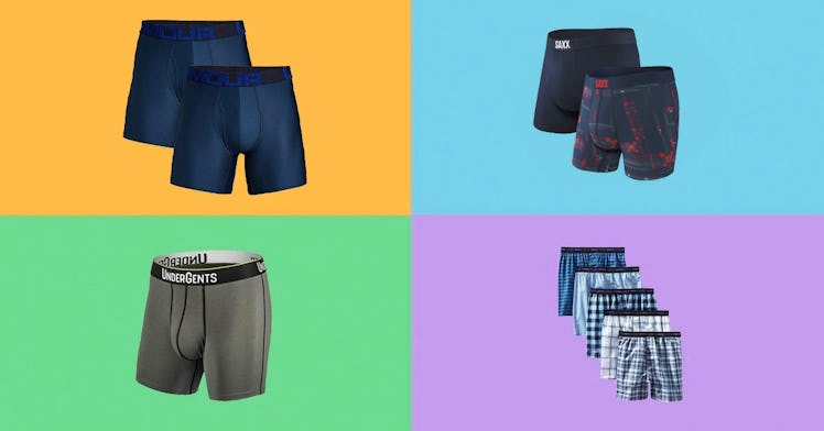 Four of the best mens underwear pictured against a light colored background