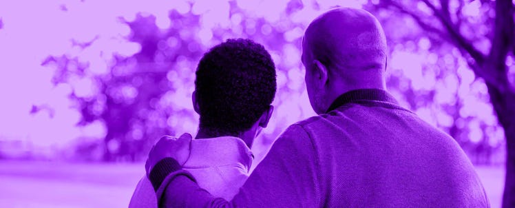 A father saying goodbye to his son who is leaving for college