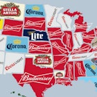 A map showing most popular beers in every state