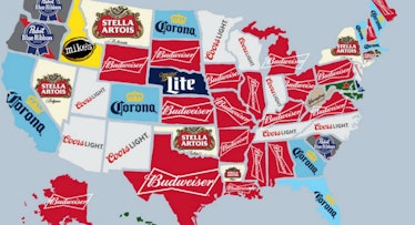 A map showing most popular beers in every state
