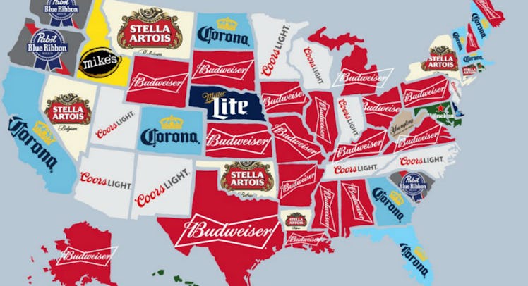 A map showing most popular beers in every state