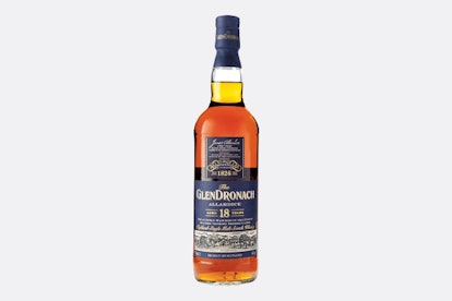 A bottle of GlenDronach 18 whisky