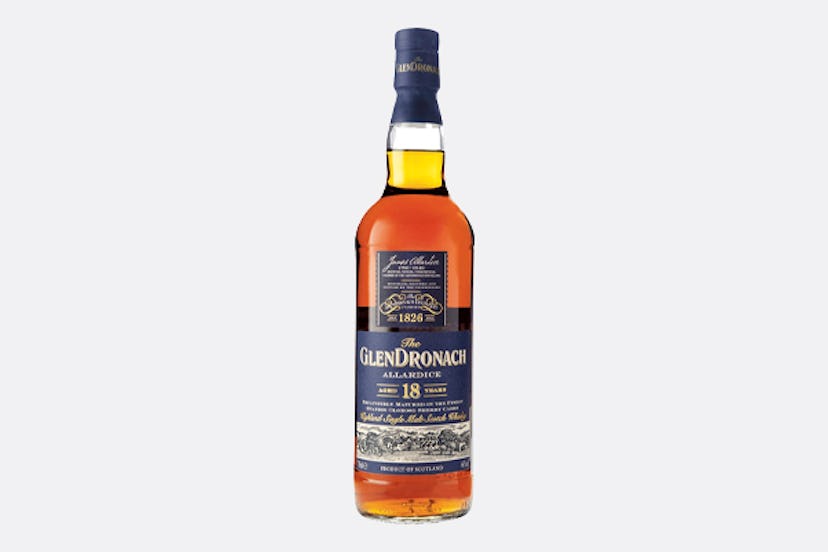 A bottle of GlenDronach 18 whisky