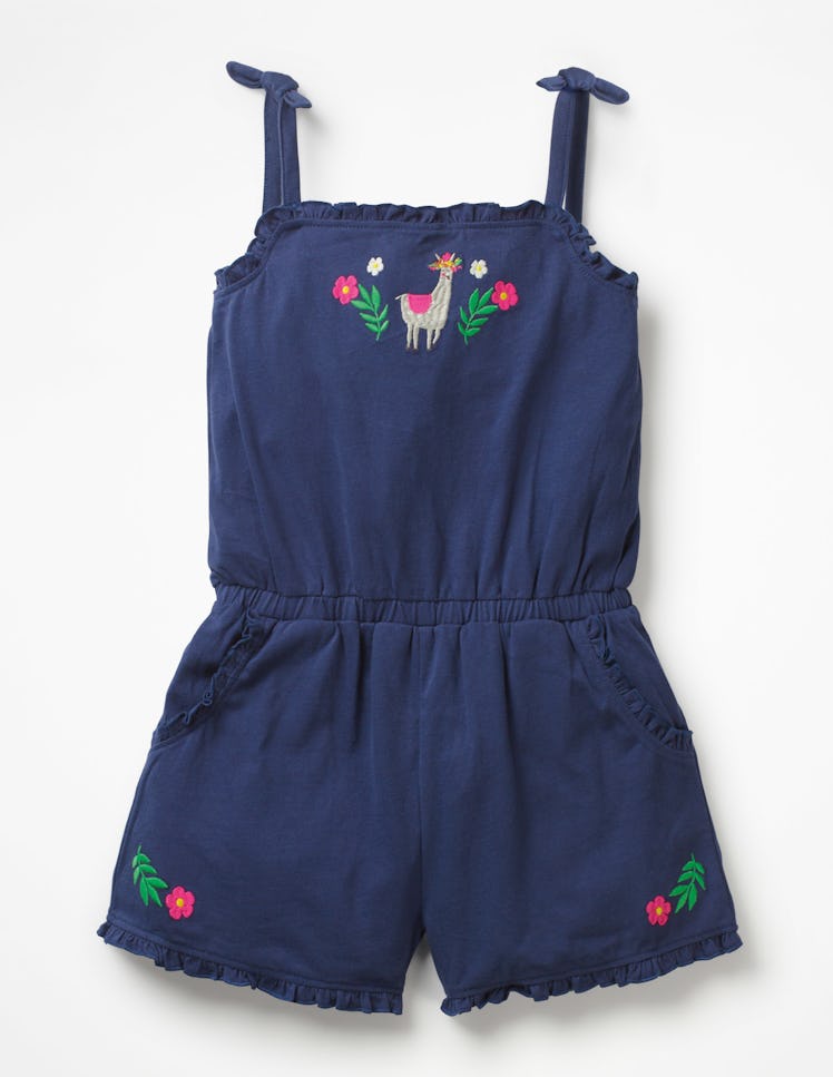 Mini Boden Embroidered Jersey Romper