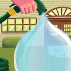 Illustration of a water sprinkler sprinkling a big drop of water