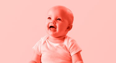 Pink edit of a child babbling.