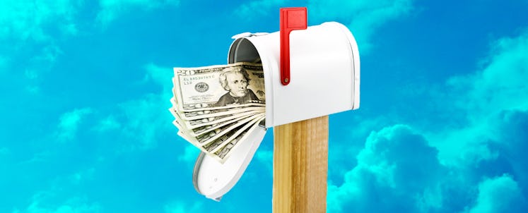 A mailbox full of cash