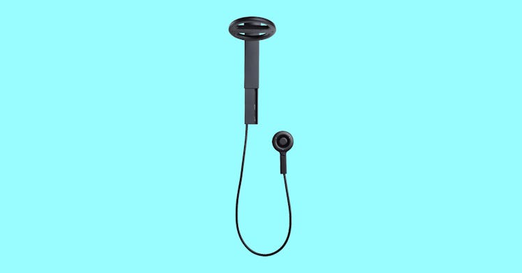 A showerhead on a blue background