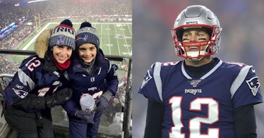 Collage of Tom Brady’s neighbor and her son at his game, and Tom Brady 