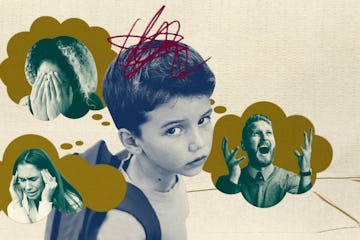 一个孩子认为泡沫描绘parentification和他的父母为他们靠着自己的孩子……