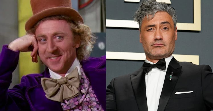 Gene Wilder as Willie Wonka, next to Tiaka Waititi in a tuxedo