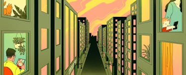 Illustration of a locked city because of a Chinese Virus