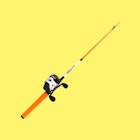 one of the best kids fishing poles against a bright yellow background