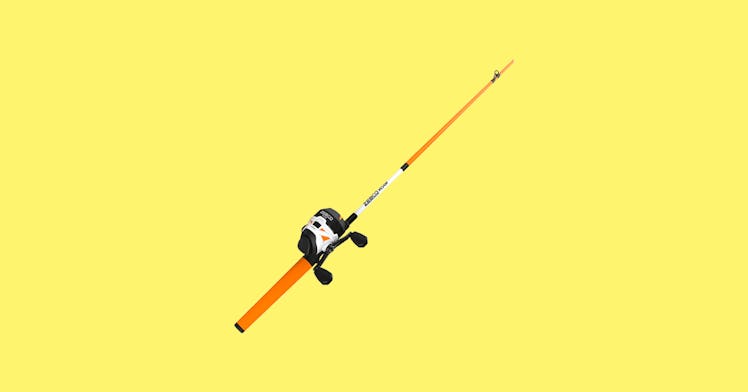 one of the best kids fishing poles against a bright yellow background