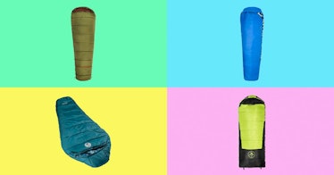 colorful photo grid of four of the best kids sleeping bags