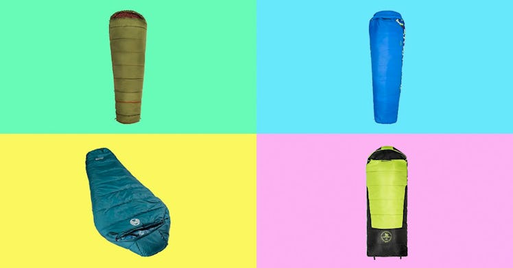 colorful photo grid of four of the best kids sleeping bags