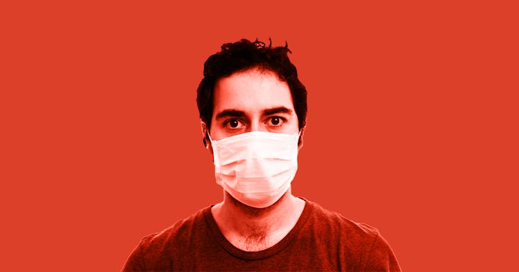 Full-profiled man with a mask on his face