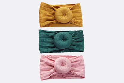 “Bun Headband Bundle” by Emerson and Friends with mustard, green and pink headbands