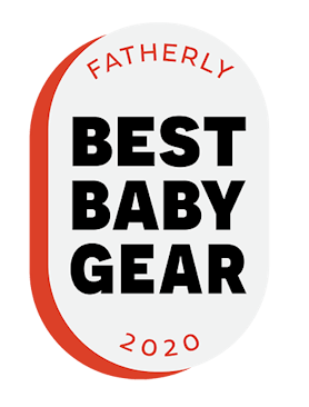 The Fatherly Best Baby Gear 2020 logo in white, black and red