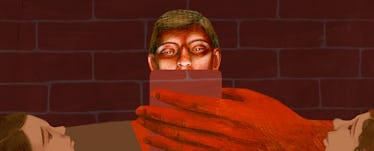 Illustration of a man staring at his phone.