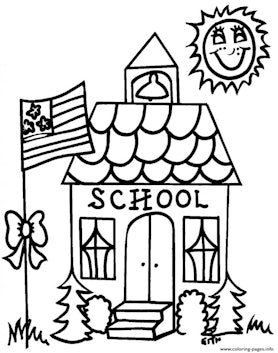 School House Coloring Page for Kids